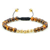 Irregular Copper Beads Braided Bracelet Natural 6mm Tiger Volcanic Lava Bangle For Women Men Handmade Ethnic Tibetan Jewelry