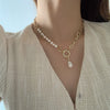 Irregular Natural Freshwater Pearl Elegant Pendant Necklaces for Women Chunky Chain Circles Baroque Pearl Necklaces
