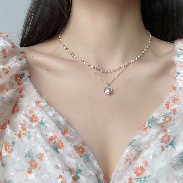 Irregular Pearl Choker Necklaces for Women 2021 Vintage Geometric Necklaces & Pendants Vintage Gold Collar Collier Femme Jewelry