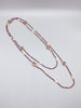 Irregular Purple Amethyst Quartz Long Necklace With 2mm Crystals and 5-6mm White Freshwater Pearls Hammered Gold Beads 50 Inch