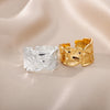 Irregular Wide Rings for Women Opening Adsjutable Retro Stainless Steel Finger Ring Elegant Aesthetic Jewerly anillos mujer