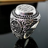 Islam Muslim Rune Pattern Ring Men's Women's Rings Metal Crystal Inlaid Big Ring Accessories Party Jewelry Size 5-11