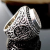 Islam Muslim Rune Pattern Ring Men's Women's Rings Metal Crystal Inlaid Big Ring Accessories Party Jewelry Size 5-11