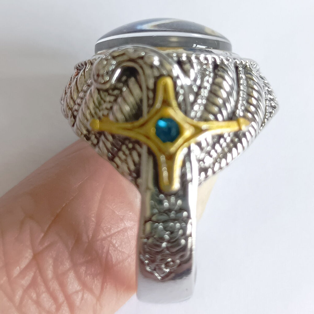 Islam Muslim Rune Ring Men's Ring Metal Religious Charm Accessory Party Jewelry Size 7-11