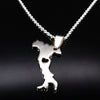 Italy Map Pendant Necklaces Stainless Steel Chain for Women Men Silver Color Italian Italia Choker Necklace Jewelry Gift N504S01
