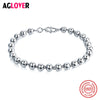 Italy Polishing Craft 925 Sterling Silver 4/5/6mm Beads Charm Strand Bracelets Woman Fashion Brand Jewelry