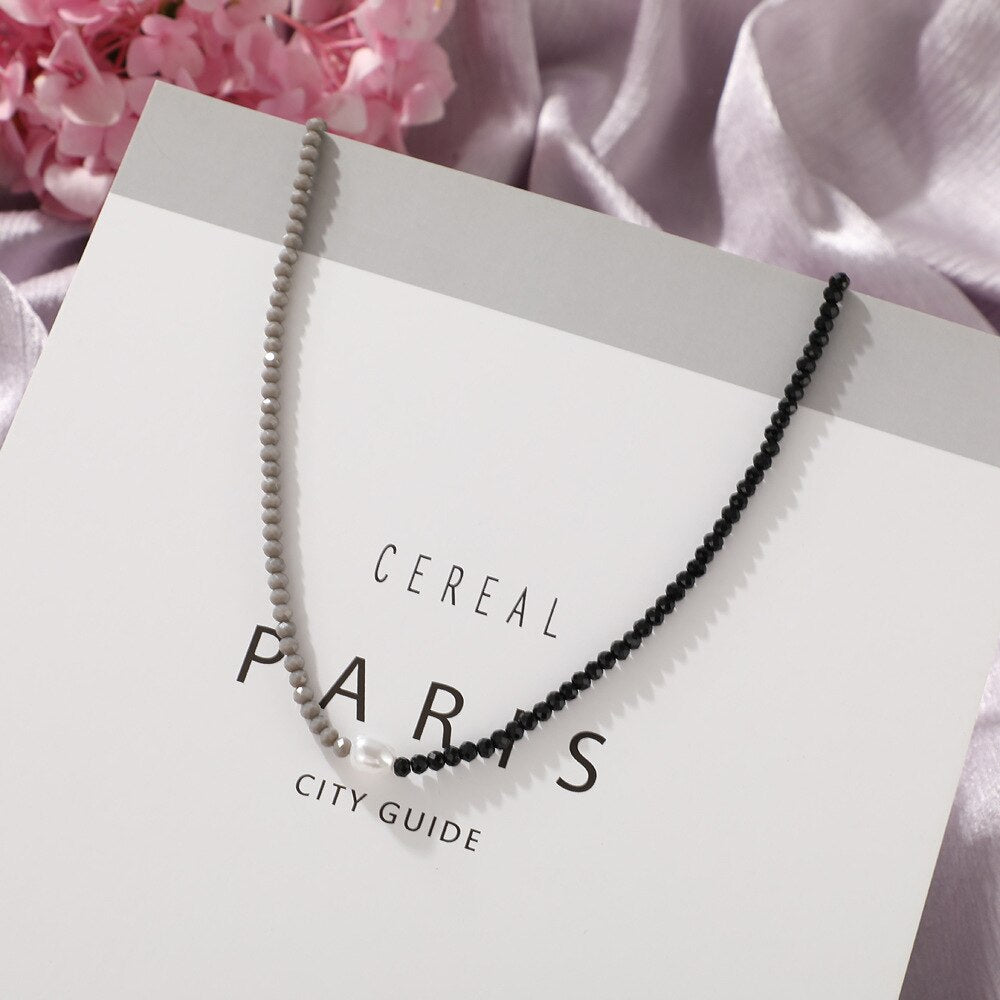 Item jewelry round pearl choker necklace gold color rice bead short neck clavicle necklace