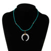 Ivory Bone Horn Necklace Crescent Moon Chokers Pendant Necklace Women