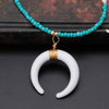 Ivory Bone Horn Necklace Crescent Moon Chokers Pendant Necklace Women