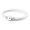 Ivory White Braided Leather Bracelets 100% 925 Sterling Silver Jewelry
