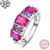 2 Colors Combined Ruby Spinel & Amethyst Blue Topaz Real 925 Sterling Silver Ring Size 6 7 8 9 Exquisite Beauty Fine Jewelry