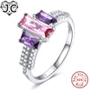 2020 New Amethyst Rainbow & Pink White Topaz 925 Sterling Silver Ring Size 6 7 8 9 For Women Wedding Engagement Fine Jewelry