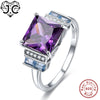 Amethyst Rainbow Fire Mystic Pink Blue Topaz Real 925 Sterling Silver Ring Size 6 7 8 9 Women Gorgeous Wedding Fine Jewelry