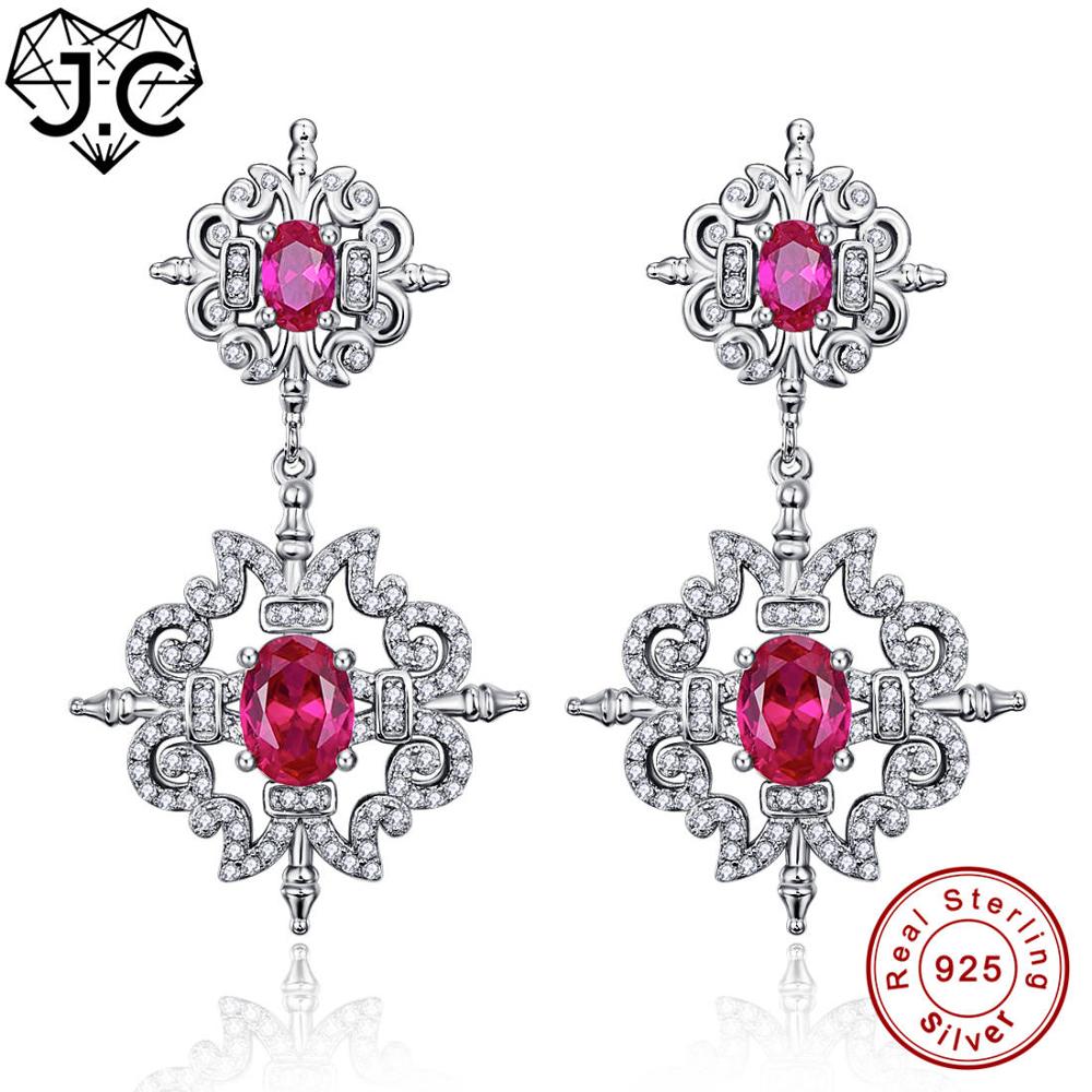 Brilliant Rainbow & Ruby White Topaz Luxury Earrings Real 925 Sterling Silver Earrings New Hot Fine Jewelry Gift of Women