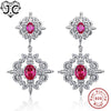 Brilliant Rainbow & Ruby White Topaz Luxury Earrings Real 925 Sterling Silver Earrings New Hot Fine Jewelry Gift of Women