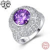 Classic Beautiful Round Cut Amethyst Rainbow Topaz Real 925 Sterling Silver Ring Size 6 7 8 9 Women Engagement Fine Jewelry