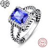 Engagement Women Fine Jewelry Amethyst & Tanzanite & White Topaz Solitaire Solid 925 Sterling Silver Ring Size 6 7 8 9