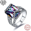Fine Jewelry Solitaire Unisex Rainbow & Morganite Topaz 925 Sterling Silver Ring Size 6 7 8 9 For Lovers Christmas Gifts