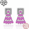 For Women Accessories Beautiful Amethyst & Pink Topaz Brilliant Earrings Real 925 Sterling Silver Earrings Fine Jewelry