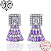 For Women Accessories Beautiful Amethyst & Pink Topaz Brilliant Earrings Real 925 Sterling Silver Earrings Fine Jewelry