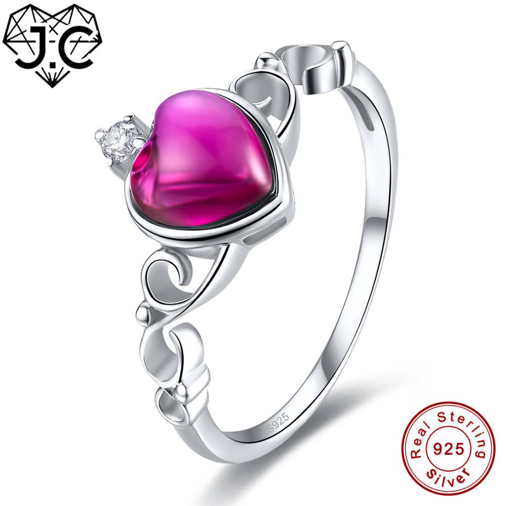 Heart Cut Ruby Spinel & Rainbow White Topaz Real 925 Sterling Silver Ring Size 6 7 8 9 For Lovers Classic Fine Jewelry Gift