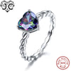 Heart Design Sapphire Rainbow Topaz Solid 925 Sterling Silver Ring Size6 7 8 9 Love Classic Wedding Band Women Fine Jewelry