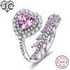 Heart & Leaf Design Amethyst Pink White Topaz Real 925 Sterling Silver Ring Size 6 7 8 9 Unique Elaborate Women Fine Jewelry