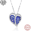 Heart Shaped For Forever Love Ruby Sapphire & Blue Topaz Solid 925 Sterling Silver Necklace Fine Jewelry for Girlfriend