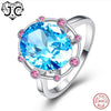 High Quanlity Oval Rainbow Amethyst & Blue Pink Topaz Solid 925 Sterling Silver Ring Size 6 7 8 9 Women Luxury Fine Jewelry