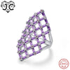 Hollow Square Design Emerald Cut Amethyst Pink & White Topaz Ruby Spinel 925 Sterling Silver Ring Size 6 7 8 9 Fine Jewelry