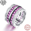Lady's Gorgeous Fine Jewelry Excellent Round Cut Ruby & White & Blue Sapphire Topaz 925 Sterling Silver Ring Size 6 7 8 9