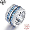 Lady's Gorgeous Fine Jewelry Excellent Round Cut Ruby & White & Blue Sapphire Topaz 925 Sterling Silver Ring Size 6 7 8 9