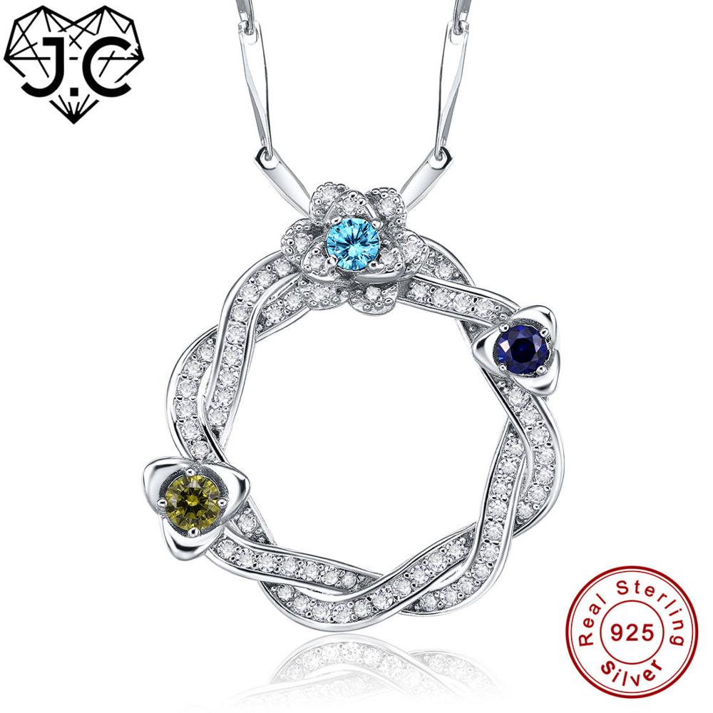 Lady's High Quality Morganite Blue Topaz Garnet Solid 925 Sterling Silver Pendant Fine Jewelry for Women Include the Chain