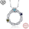 Lady's High Quality Morganite Blue Topaz Garnet Solid 925 Sterling Silver Pendant Fine Jewelry for Women Include the Chain