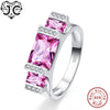 Luxurious Unisex Wedding Classic Style Pink & Amethyst &White Topaz Solid 925 Sterling Silver Ring Size 6 7 8 9 Fine Jewelry