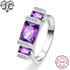Luxurious Unisex Wedding Classic Style Pink & Amethyst &White Topaz Solid 925 Sterling Silver Ring Size 6 7 8 9 Fine Jewelry