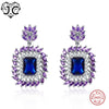 Marquise Amethyst Princess Amethyst & Sapphire 925 Sterling Silver Drop Earrings Luxury Elegant Women Wedding Fine Jewelry