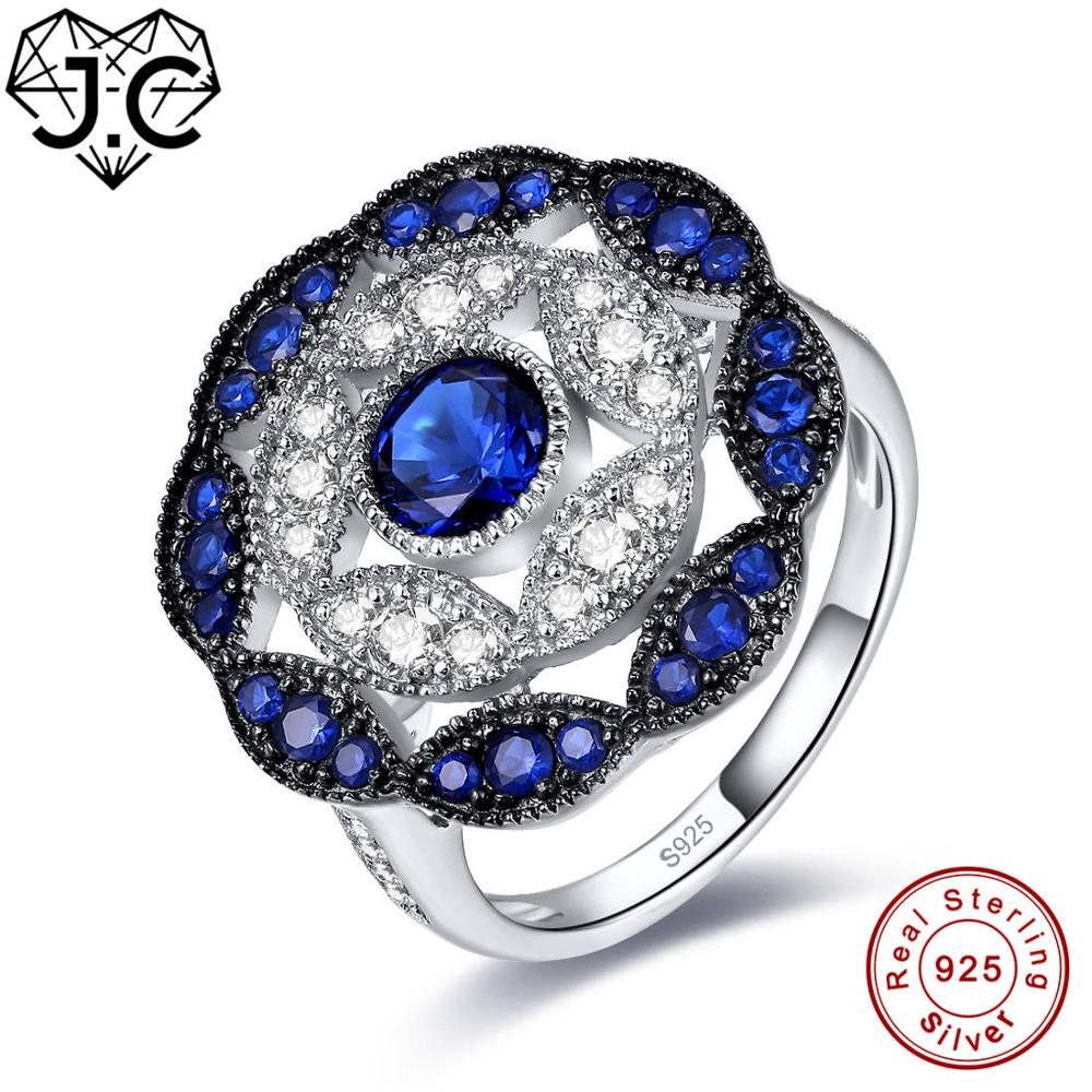 Marquise Style Round Cut Sapphire White Topaz Fine Jewelry 925 Sterling Silver Ring Size 6 7 8 9 Unique Design Fine Jewelry