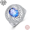 Oval Cut Mystic Fire Rainbow & Tanzanite White Topaz 925 Sterling Silver Ring Size 6 7 8 9 Women Fashion Party Fine Jewelry
