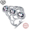 Oval Interlocking Design Ruby Spinel & Rainbow Topaz Solid 925 Sterling Silver Ring Size 6 7 8 9 Luxury Women Fine Jewelry
