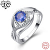 Round Rainbow & Sapphire Amethyst White Topaz Solid 925 Sterling Silver Ring Size 6 7 8 9 Women Wedding Party Fine Jewelry
