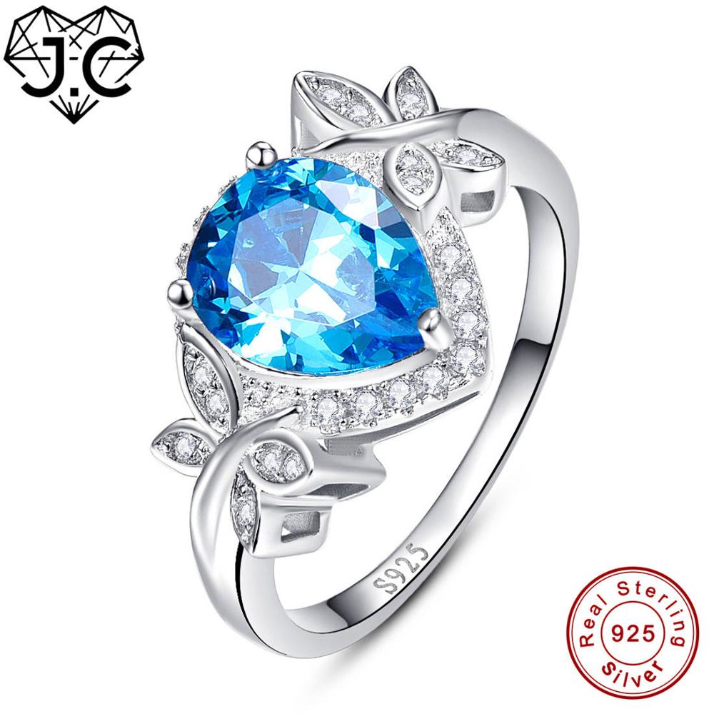 Water Drop Top Quality Spessarine Garnet & Blue White Topaz Real 925 Sterling Silver Ring Size 6 7 8 9 Noblest Fine Jewelry