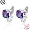 Wholesale Rainbow White Topaz Luxury Earrings Real 100% Solid 925 Sterling Silver Earrings Fashion Jewelry Gift of Women