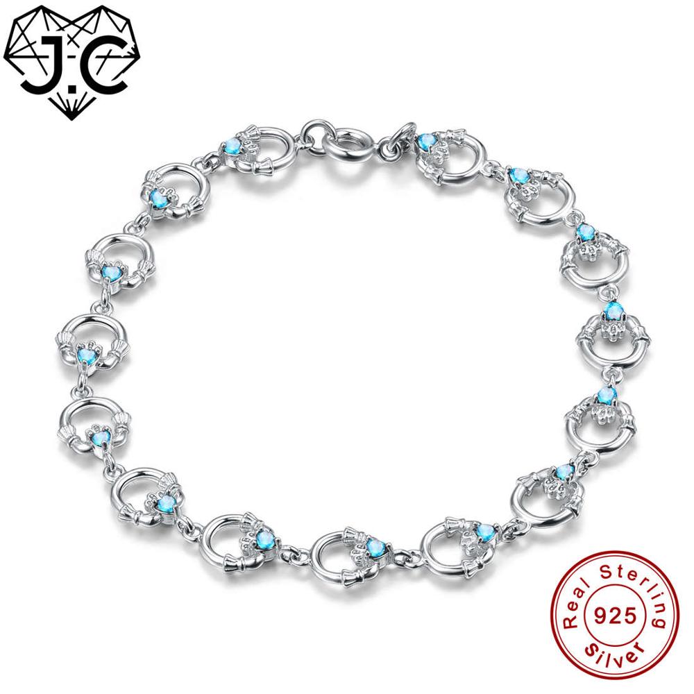 Women Classic Rainbow & Blue Topaz Fine Jewelry Bracelets Genuine 925 Standard Sterling Silver Bracelet For Christma Gifts