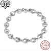 Women Classic Rainbow & Blue Topaz Fine Jewelry Bracelets Genuine 925 Standard Sterling Silver Bracelet For Christma Gifts