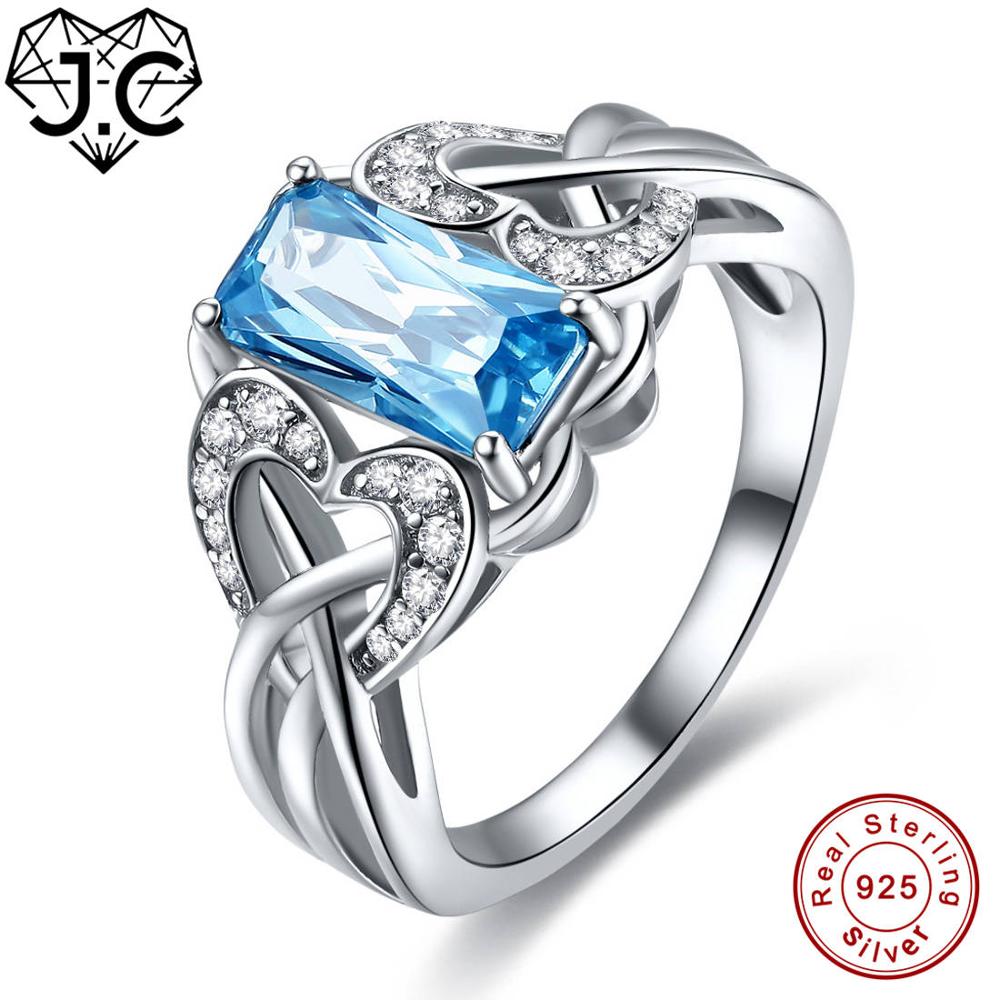 Women Excellent Spessartine Garnet & Blue Topaz Fine Jewelry Real 925 Sterling Silver Ring Size 6 7 8 9 Wedding Bands Gift