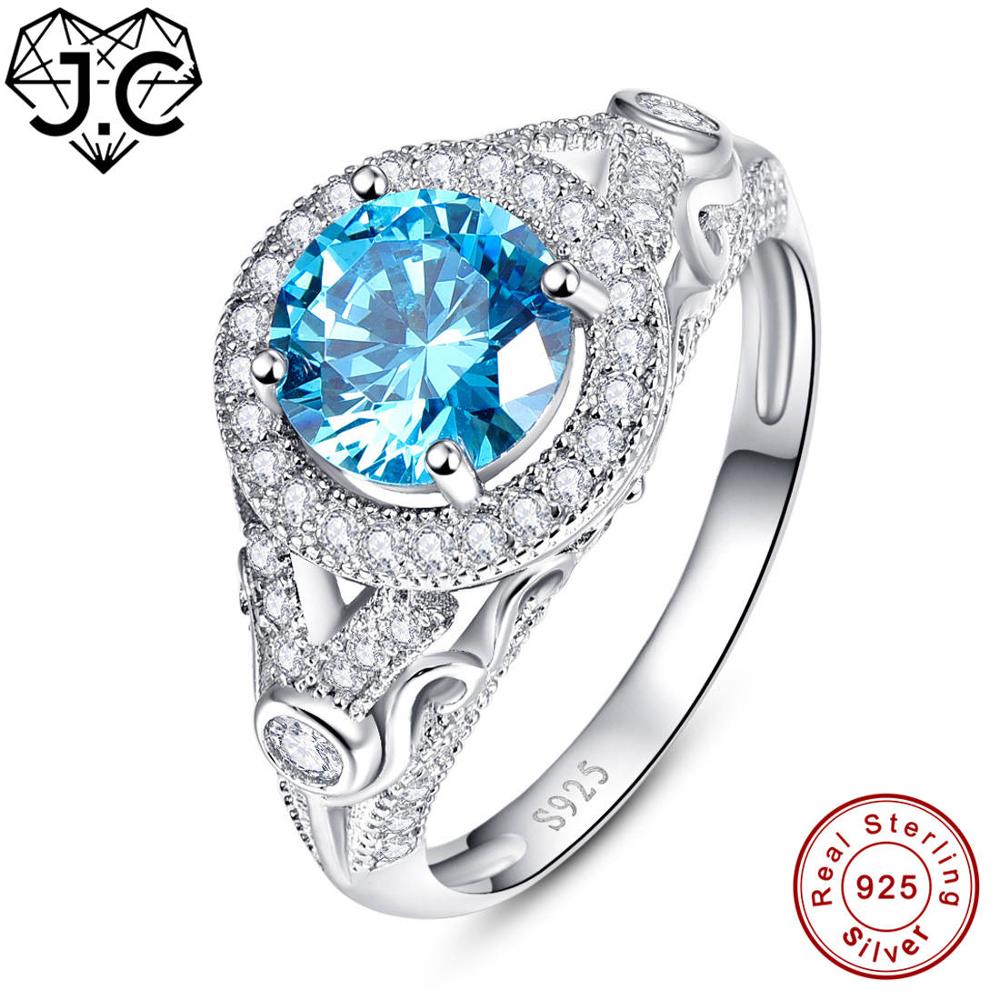 Women Wedding Fine Jewelry Bridal Accessories Spessartine Garnet & Blue Topaz Solid 925 Sterling Silver Ring Size 6 7 8 9