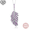 for Women Girl Excellent Vintage Necklace Feather Design Ruby White Topaz Solid 925 Sterling Silver Pendant Fine Jewelry