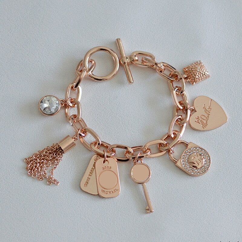 J.hangke tassels Heart Beetle Charm Bracelets Bangles For Women Gold Color Bracelet Austrian Crystal Chain Pulseras
