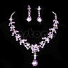 1 Set Hot Rhinestone Crystal Drop Necklace Earring Plated Jewelry Set For Wedding Bridal White/Purple/Blue Color